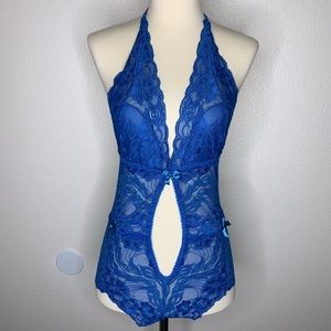 Fredricks of Hollywood blue lace teddy size M